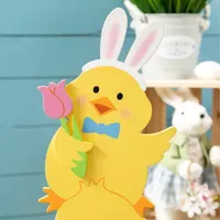 Glitzhome "30""H Stacked Chicks Porch Decor" Easter Yard Art