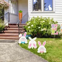 Glitzhome "15""H Set Of 3 Bunny Stake" Easter Yard Art