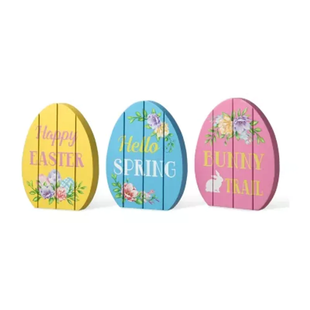 Glitzhome 7.5"H Set Of 3 Easter Egg Tabletop Decor