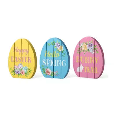 Glitzhome 7.5"H Set Of 3 Easter Egg Tabletop Decor