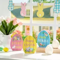 Glitzhome 7.5"H Set Of 3 Easter Egg Tabletop Decor