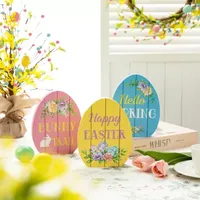 Glitzhome 7.5"H Set Of 3 Easter Egg Tabletop Decor