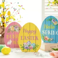 Glitzhome 7.5"H Set Of 3 Easter Egg Tabletop Decor