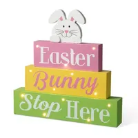 Glitzhome 12"H Easter Led Lighted Bunny Word Sign Lighted Easter Tabletop Decor