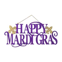 Glitzhome 24"D Metal Happy Mardi Grass Decor Wall Sign