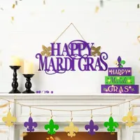 Glitzhome 24"D Metal Happy Mardi Grass Decor Wall Sign