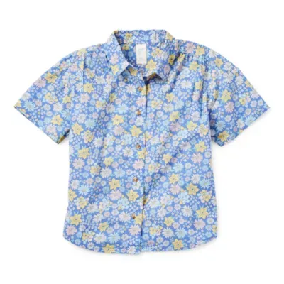 Thereabouts Little & Big Girls Short Sleeve Adaptive Button-Down Shirt