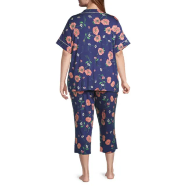 Liz Claiborne Cool and Calm Womens Plus 2-pc. Short Sleeve Capri Pajama Set
