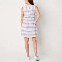 St. John's Bay Womens Sleeveless Striped Shift Dress