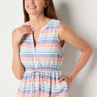 St. John's Bay Womens Sleeveless Striped Shift Dress