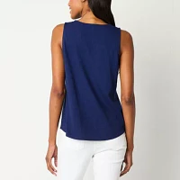 St. John's Bay Womens Keyhole Neck Sleeveless Tank Top