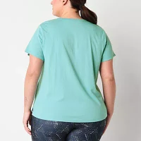 Xersion Womens Crew Neck Short Sleeve T-Shirt Plus