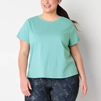 Xersion Womens Crew Neck Short Sleeve T-Shirt Plus