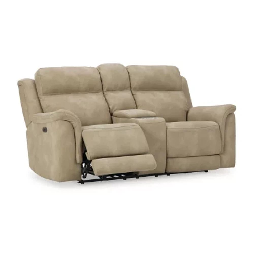 Signature Design By Ashley® Next-Gen DuraPella Dual Power Reclining Pad Arm Loveseat with Console