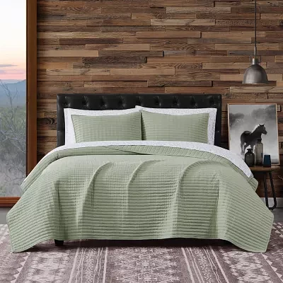 Frye and Co. Washed Channel Stitiched Solid Quilt Set