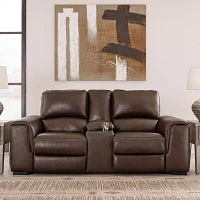 Alessandro Dual Power Leather Reclining Loveseat with Console