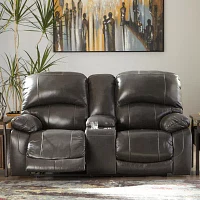 Signature Design By Ashley® Hallstrung Dual Power Leather Reclining Loveseat with Console