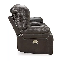 Signature Design By Ashley® Hallstrung Dual Power Leather Reclining Loveseat with Console