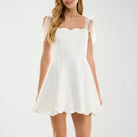 City Triangle Womens Scalloped Fit + Flare Dress Juniors