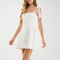 City Triangle Womens Scalloped Fit + Flare Dress Juniors
