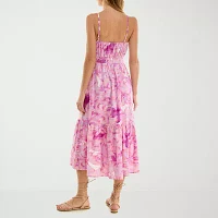 City Triangle Womens Leaf Midi Fit + Flare Dress Juniors