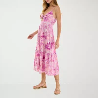 City Triangle Womens Leaf Midi Fit + Flare Dress Juniors