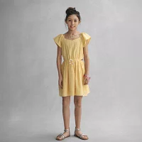 Roxy Big Girls Belted Short Sleeve Flutter A-Line Dress