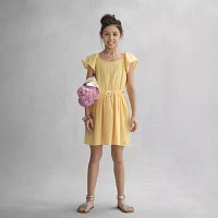 Roxy Big Girls Belted Short Sleeve Flutter A-Line Dress