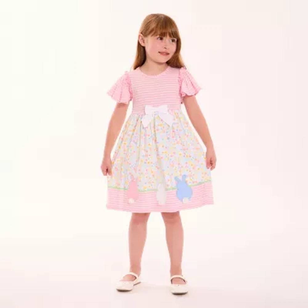 Bonnie Jean Toddler Girls Short Sleeve Flutter Fit + Flare Dress