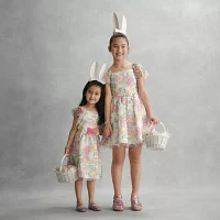 Rare Editions Toddler Girls Embellished Short Sleeve Flutter Empire Waist Dress