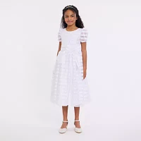 Bonnie Jean Big Girls Communion Short Sleeve Puffed Flower Girl Fit + Flare Dress