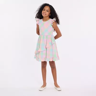 Bonnie Jean Big Girls Sleeveless Flutter Sleeve Fit + Flare Dress