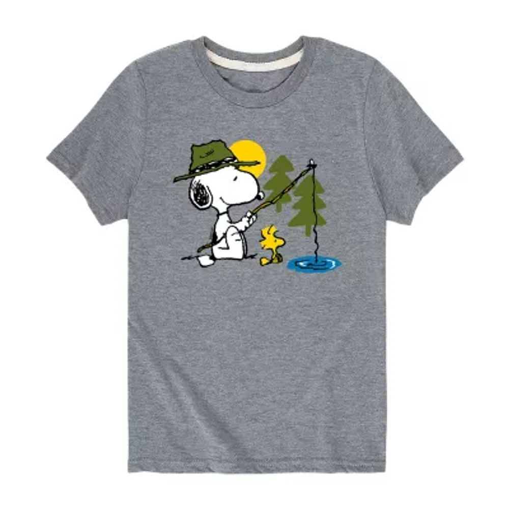 Little & Big Boys Snoopy Crew Neck Short Sleeve Peanuts Graphic T-Shirt