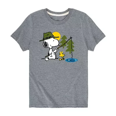 Little & Big Boys Snoopy Crew Neck Short Sleeve Peanuts Graphic T-Shirt