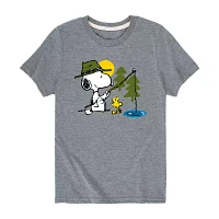 Little & Big Boys Snoopy Crew Neck Short Sleeve Peanuts Graphic T-Shirt