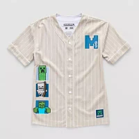 Little & Big Boys V Neck Short Sleeve Minecraft Jersey