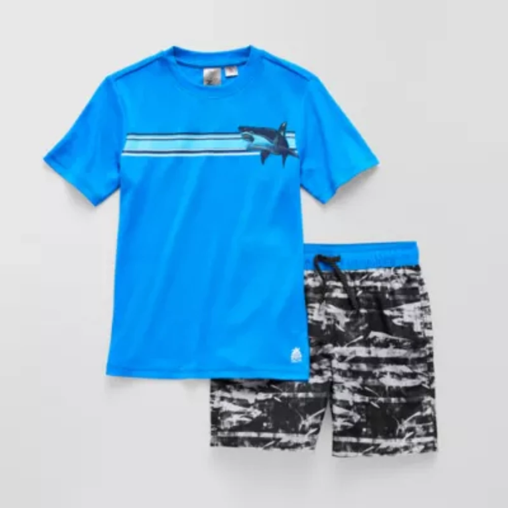 ZeroXposur Boys Striped Rash Guard Set