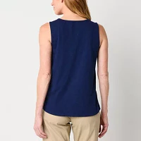 St. John's Bay Womens Keyhole Neck Sleeveless Tank Top