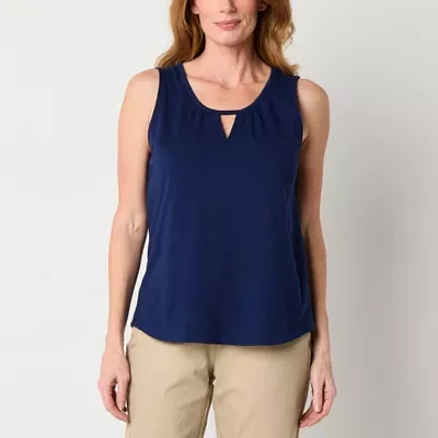 St. John's Bay Womens Keyhole Neck Sleeveless Tank Top