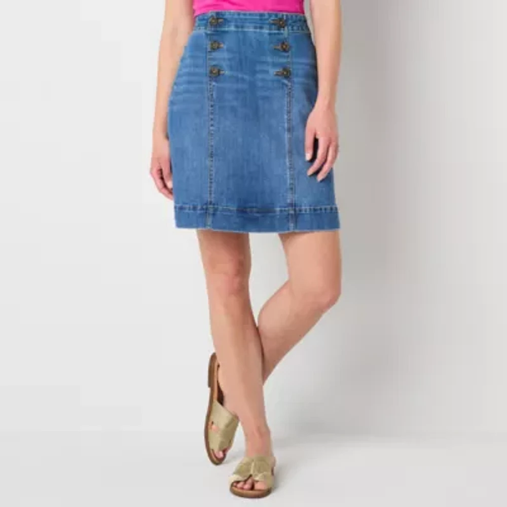 St. John's Bay Womens High Rise Denim Skirt