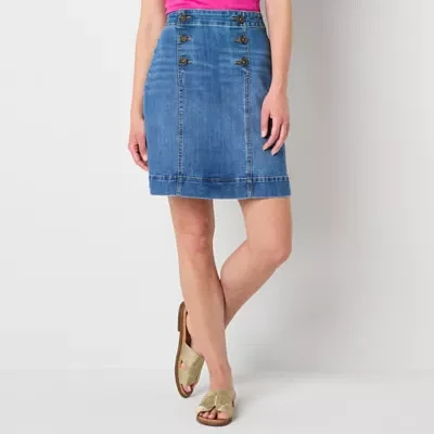 St. John's Bay Womens High Rise Denim Skirt