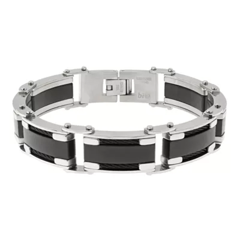 Mens Two-Tone Stainless Steel Chain Bracelet