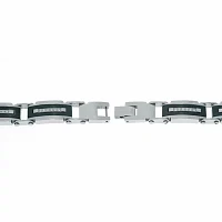 Mens Cubic Zirconia Two-Tone Stainless Steel Chain Bracelet