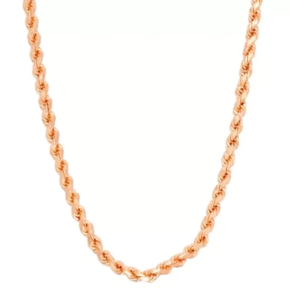 14K Gold Over Silver Solid Rope Chain Necklace