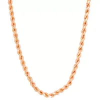 14K Gold Over Silver Solid Rope Chain Necklace