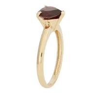 Womens Genuine Red Garnet 10K Gold Heart Solitaire Cocktail Ring