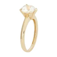 Womens Lab Created Sapphire 10K Gold Heart Solitaire Cocktail Ring