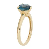 Womens Genuine Blue Topaz 10K Gold Heart Solitaire Cocktail Ring