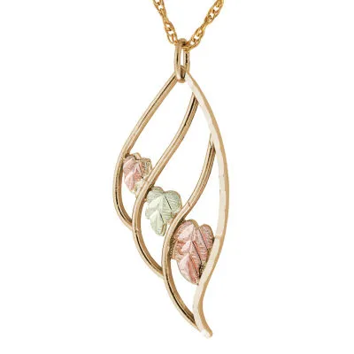 Black Hills Gold Womens 10K Tri-Color Gold Flower Pendant Necklace