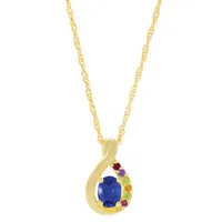 Artcarved Personalized Womens Multi Color Stone 14K Gold Pendant Necklace